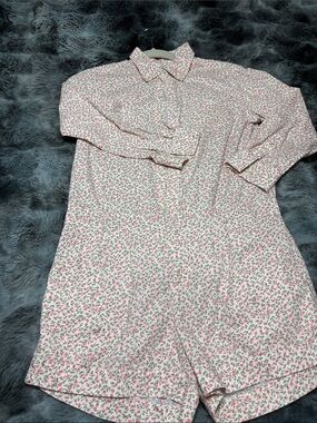 Floral Button-Front Pink Romper Jumpsuit
